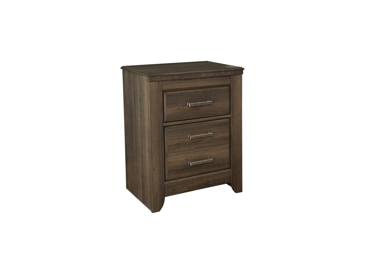 Juararo Dark Brown Queen Poster Bed, Dresser, Mirror, Chest And 2 Nightstands