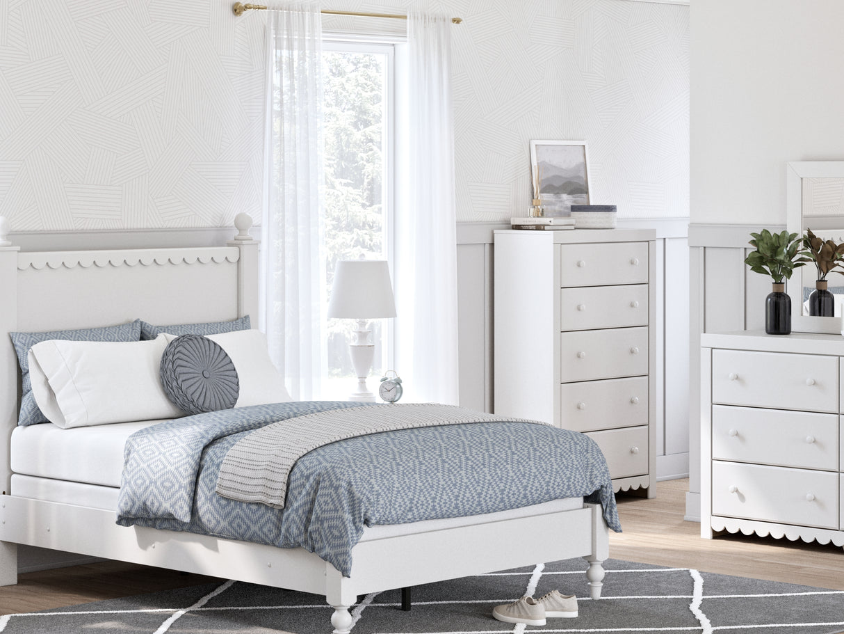 Mollviney White Full Panel Bed