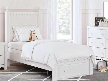Mollviney White Twin Panel Storage Bed