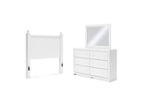 Mollviney White Full Panel Headboard, Dresser And Mirror