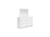 Mollviney White Full Panel Storage Bed, Dresser And Mirror