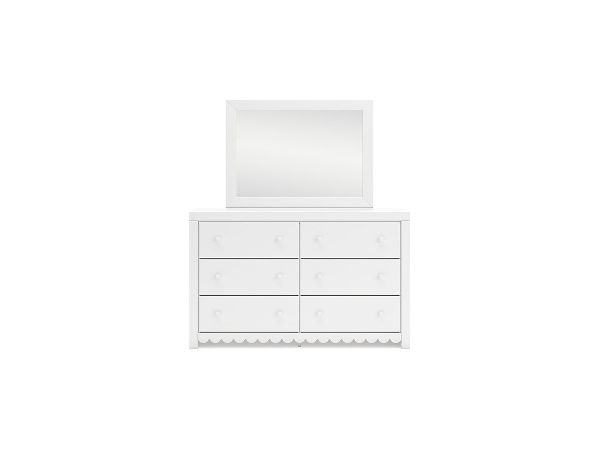 Mollviney White Dresser And Mirror