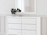 Mollviney White Twin Panel Storage Bed, Dresser And Mirror