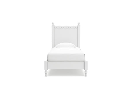 Mollviney White Twin Panel Bed
