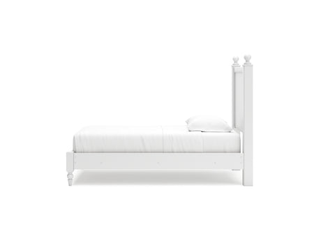 Mollviney White Twin Panel Bed, Dresser And Mirror