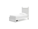 Mollviney White Twin Panel Storage Bed