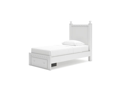 Mollviney White Twin Panel Storage Bed