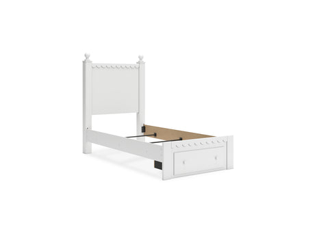 Mollviney White Twin Panel Storage Bed, Dresser And Mirror