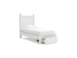 Mollviney White Twin Panel Storage Bed