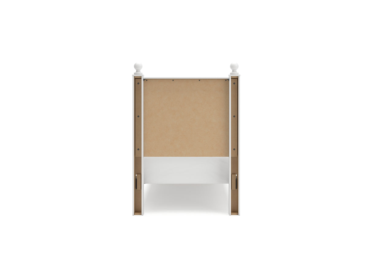 Mollviney White Twin Panel Storage Bed, Dresser And Mirror