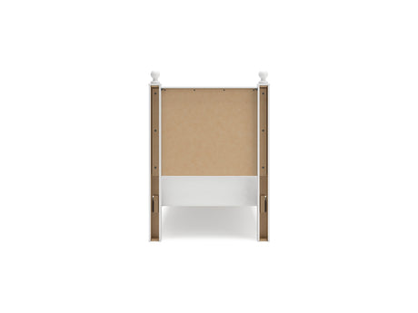Mollviney White Twin Panel Storage Bed, Dresser And Mirror