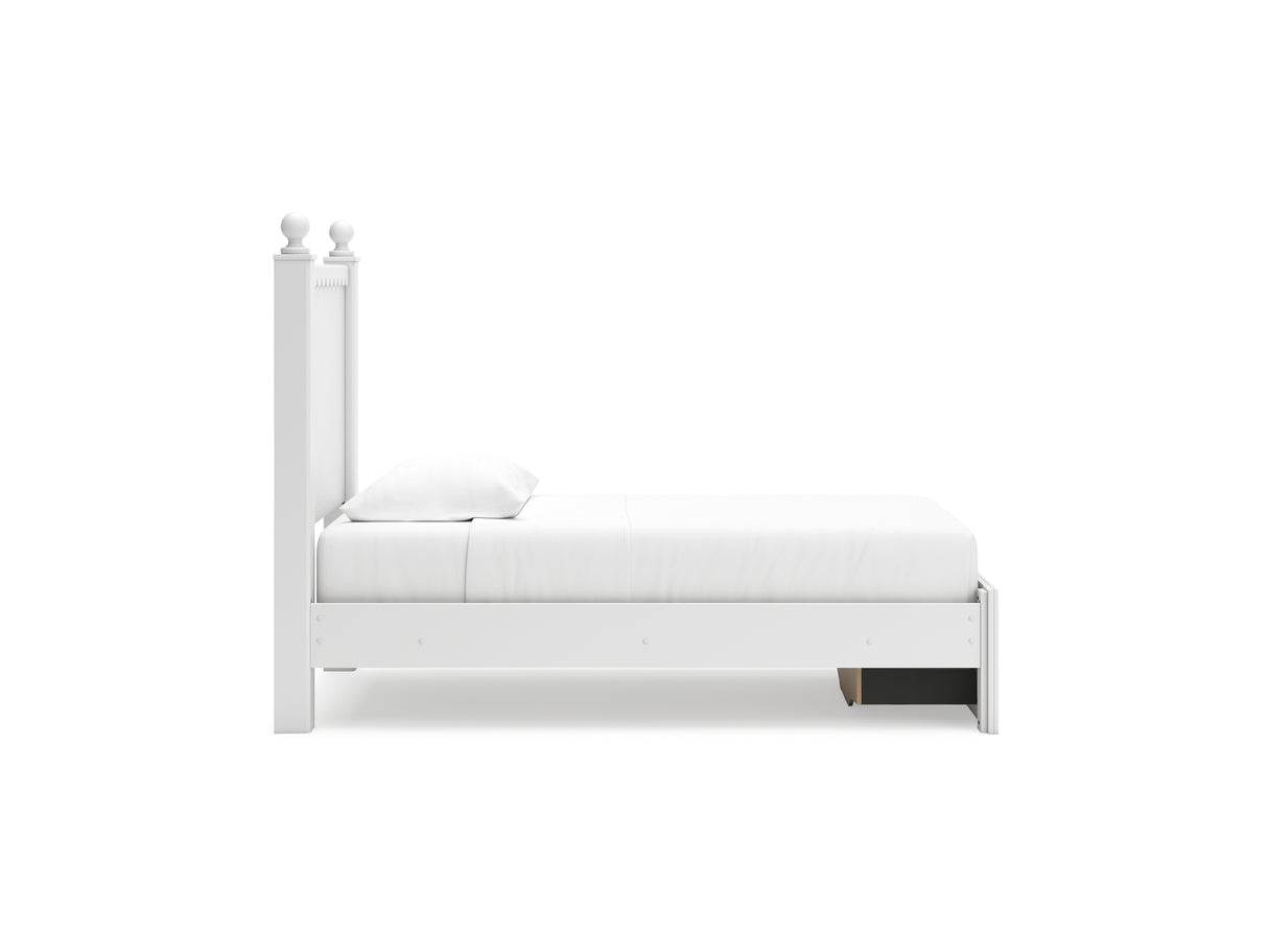 Mollviney White Twin Panel Storage Bed