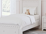 Mollviney White Twin Panel Storage Bed, Dresser And Mirror