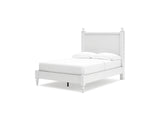 Mollviney White Full Panel Bed, Dresser And Mirror