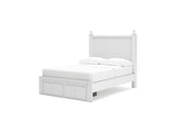 Mollviney White Full Panel Storage Bed, Dresser And Mirror
