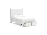 Mollviney White Full Panel Storage Bed, Dresser And Mirror