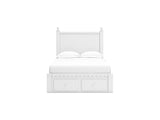 Mollviney White Full Panel Storage Bed, Dresser And Mirror