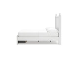 Mollviney White Full Panel Storage Bed, Dresser And Mirror