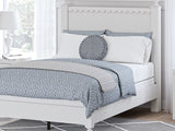 Mollviney White Full Panel Bed, Dresser And Mirror