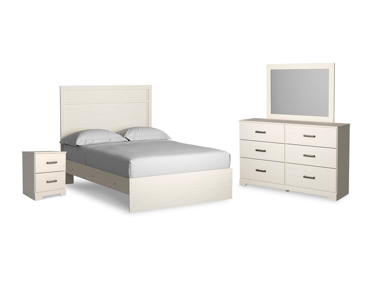 Stelsie White Full Panel Bed, Dresser, Mirror And Nightstand