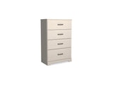 Stelsie White King Panel Bed, Chest And Nightstand