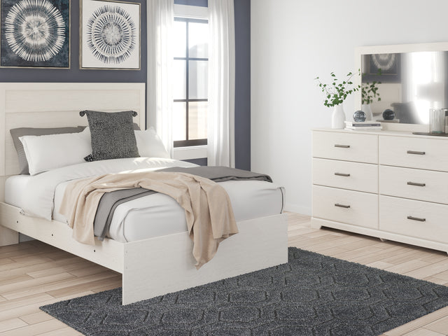 Stelsie White Full Panel Bed, Dresser, Mirror And Nightstand