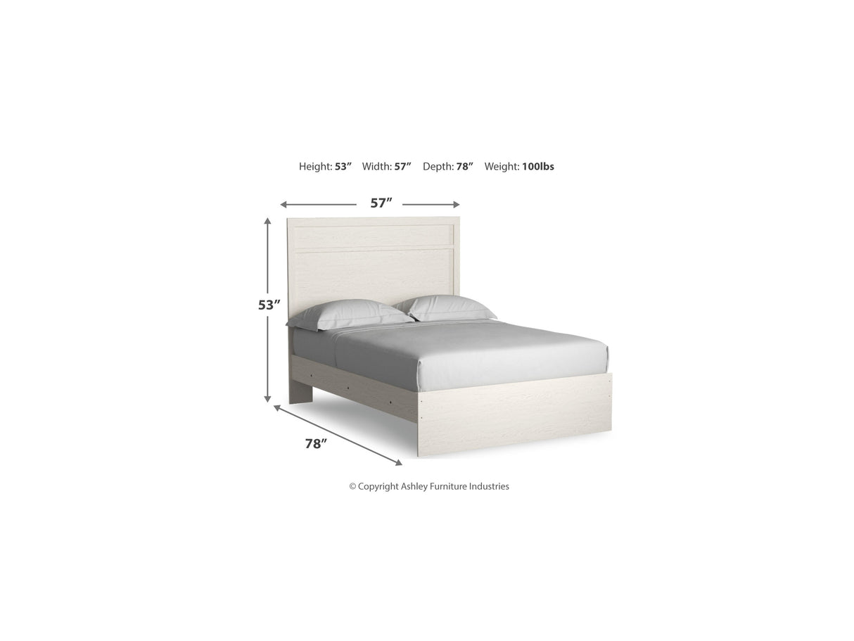Stelsie White Full Panel Bed, Dresser, Mirror And Nightstand