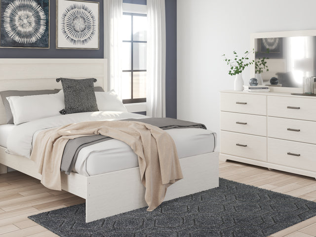 Stelsie White Queen Panel Bed With Dresser, Mirror And Nightstand