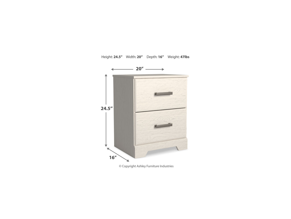 Stelsie White Full Panel Bed, Dresser, Mirror And Nightstand