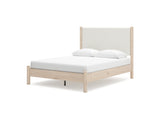 Cadmori Two-Tone Queen Upholstered Panel Bed, Dresser And Mirror