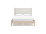 Cadmori Two-Tone Queen Upholstered Panel Bed, Dresser And Mirror