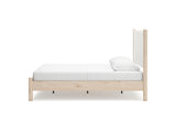 Cadmori Two-Tone Queen Upholstered Panel Bed, Dresser And Mirror