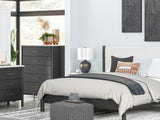 Cadmori Black/White King Upholstered Panel Bed