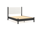 Cadmori Black/White Queen Upholstered Panel Bed, Dresser And Mirror