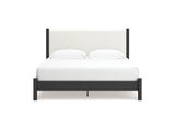 Cadmori Black/White King Upholstered Panel Bed