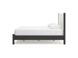 Cadmori Black/White King Upholstered Panel Bed