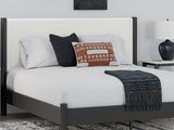 Cadmori Black/White King Upholstered Panel Bed