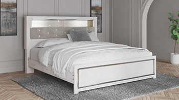 Altyra White King Upholstered Panel Bookcase Headboard