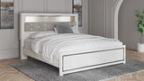 Altyra White King Upholstered Panel Bookcase Headboard
