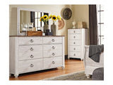 Willowton Whitewash King Sleigh Bed, Dresser And Nightstand