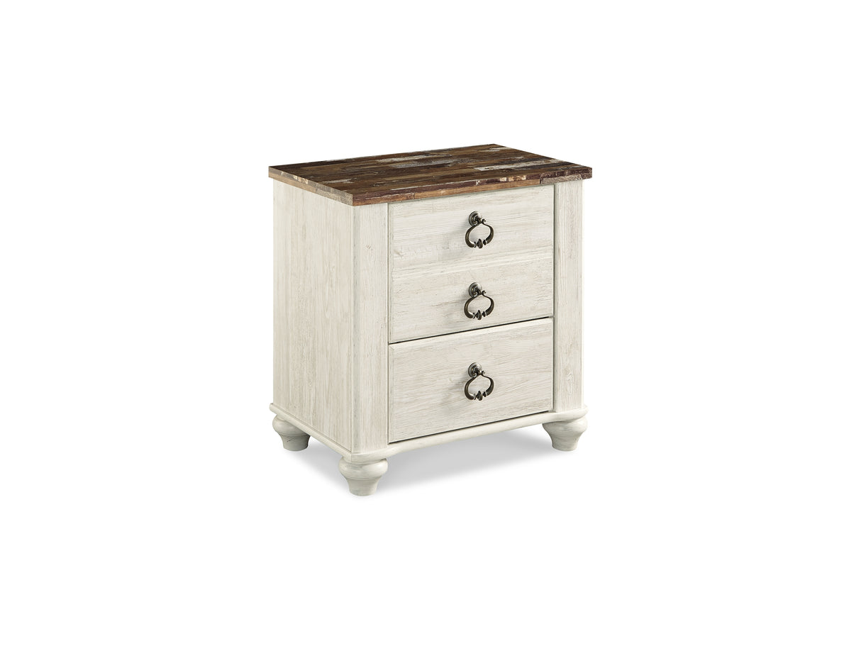 Willowton Whitewash Full Panel Bed And Nightstand