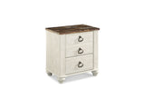 Willowton Whitewash King Panel Bed, Dresser, Mirror, Chest And 2 Nightstands
