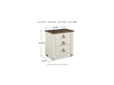 Willowton Whitewash King Panel Bed, Dresser, Mirror, Chest And 2 Nightstands