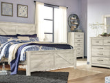 Bellaby Whitewash King Crossbuck Panel Bed, Dresser, Mirror, And Nightstand