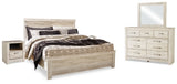 Bellaby Whitewash King Panel Bed, Dresser, Mirror And 2 Nightstands