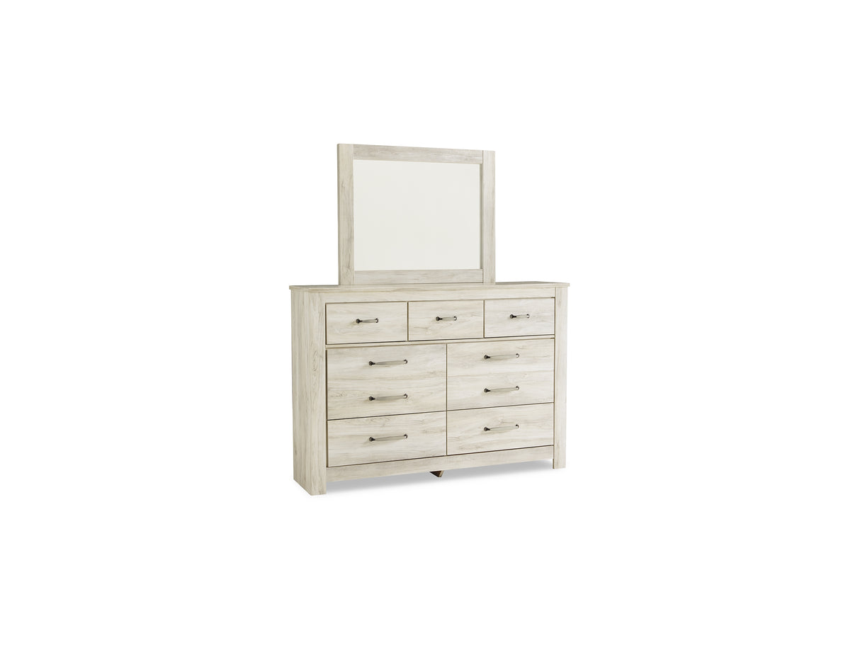 Bellaby Whitewash King Panel Bed, Dresser, Mirror And 2 Nightstands