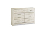 Bellaby Whitewash King Panel Storage Bed, Dresser, Mirror And Nightstand