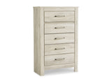 Bellaby Whitewash King Panel Bed, Dresser, Mirror, Chest And 2 Nightstands