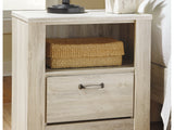 Bellaby Whitewash King Crossbuck Panel Bed, Dresser, Mirror, And Nightstand
