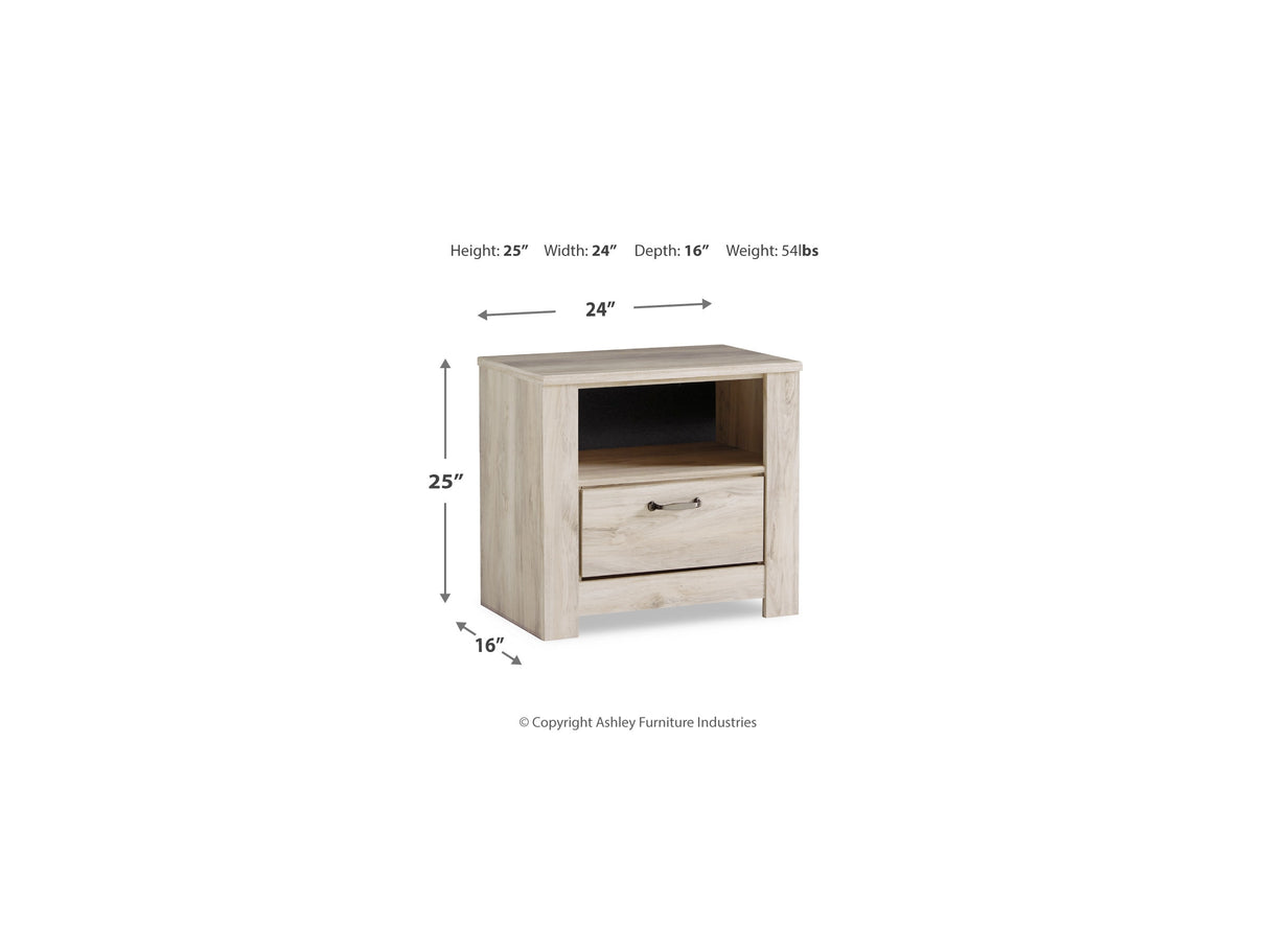 Bellaby Whitewash King Crossbuck Panel Bed, Dresser, Mirror, And Nightstand